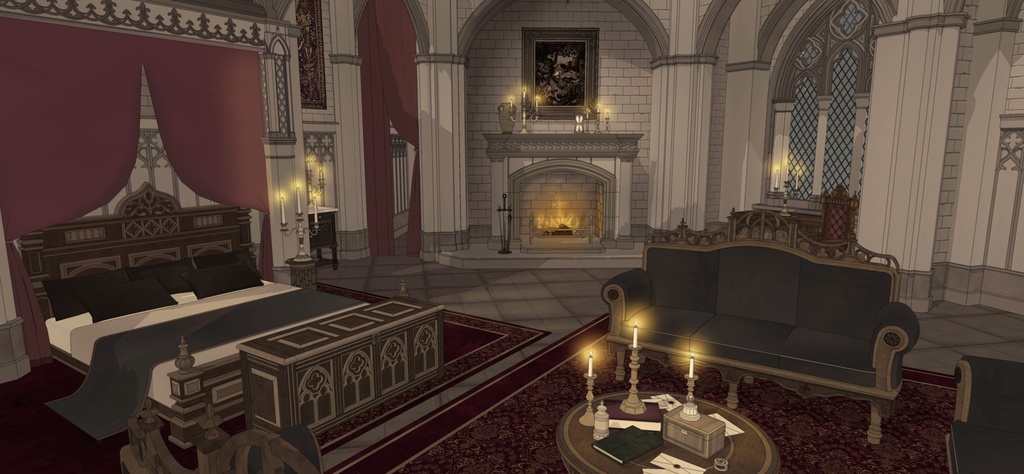 北部ゴシック城セット|外部 + 10種の内部空間|中世ゴシック 3D背景素材(SketchUp)