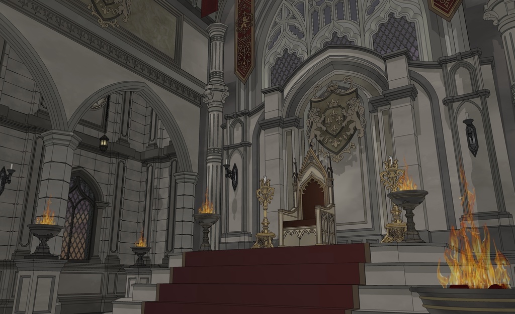 北部ゴシック城セット|外部 + 10種の内部空間|中世ゴシック 3D背景素材(SketchUp)