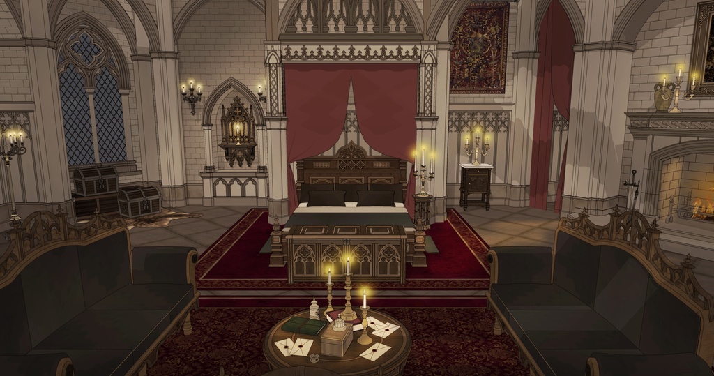 北部ゴシック城セット|外部 + 10種の内部空間|中世ゴシック 3D背景素材(SketchUp)