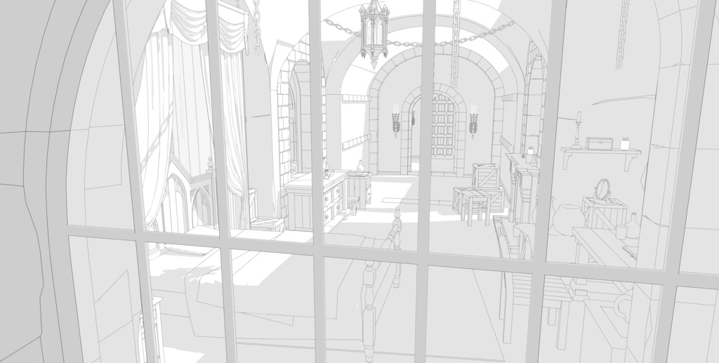 北部ゴシック城セット|外部 + 10種の内部空間|中世ゴシック 3D背景素材(SketchUp)