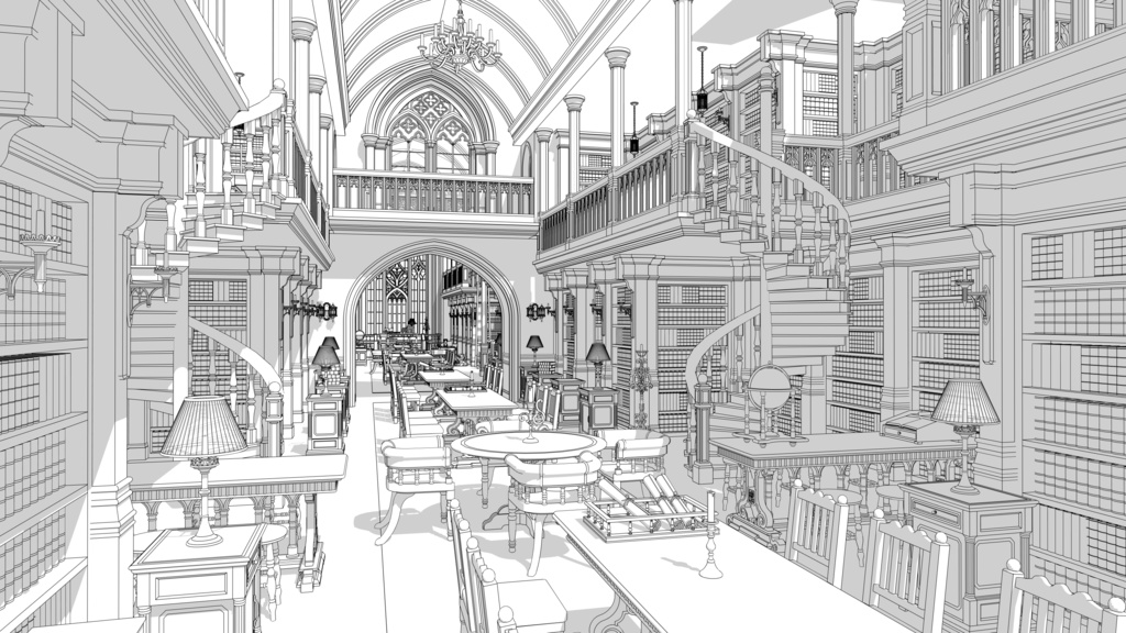 北部ゴシック城セット|外部 + 10種の内部空間|中世ゴシック 3D背景素材(SketchUp)