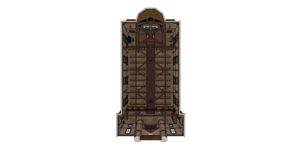 19世紀ゴシック聖堂|祭壇・告解室付き(外部 / 内部)|3D背景素材(SketchUp)