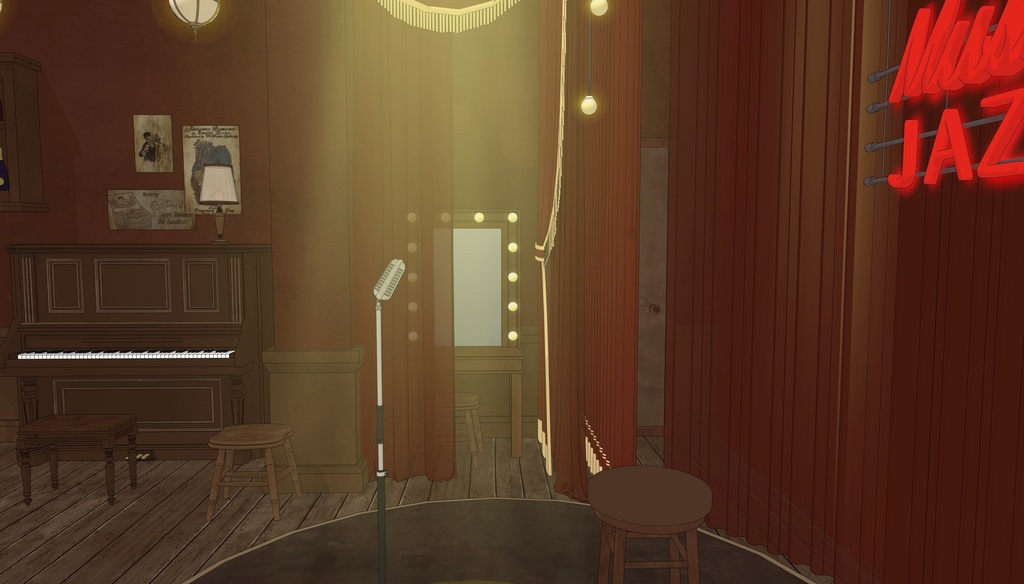 19世紀ヨーロッパ風 BAR|舞台・電話ボックス付き(外部 / 内部)|3D背景素材(SketchUp)