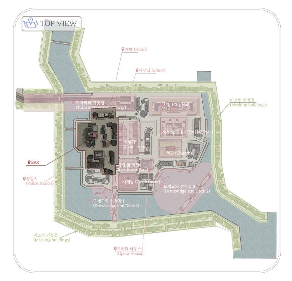 19世紀ヨーロッパ風 BAR|舞台・電話ボックス付き(外部 / 内部)|3D背景素材(SketchUp)