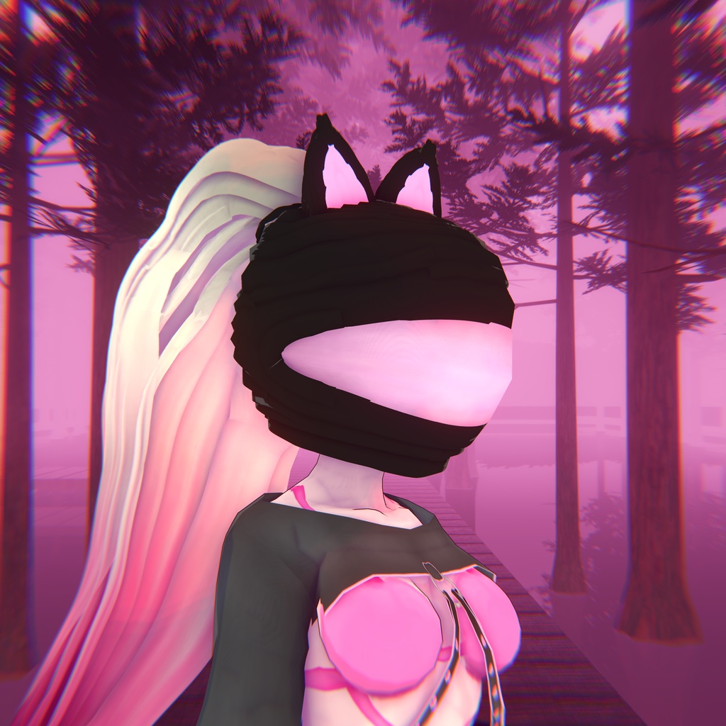 [Vroid] Helmet cat with pigtail