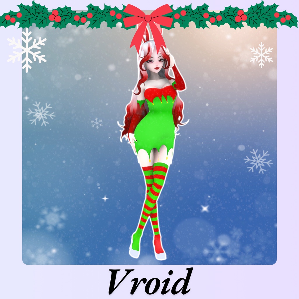 Christmas Elf Dress - Vroid - , Christmas Elf Dress in Vroid, Christmas