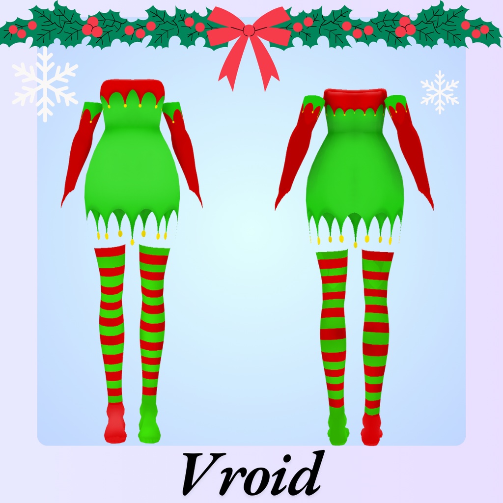 Christmas Elf Dress - Vroid - , Christmas Elf Dress in Vroid, Christmas