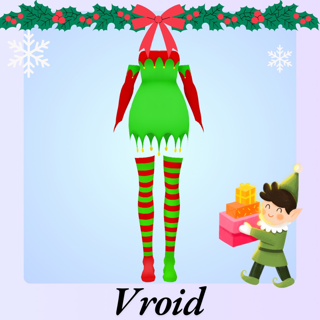 Christmas Elf Dress - Vroid - , Christmas Elf Dress in Vroid, Christmas