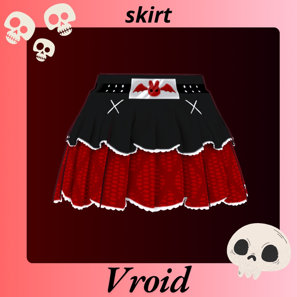 Skirt Black and red [Vroid]