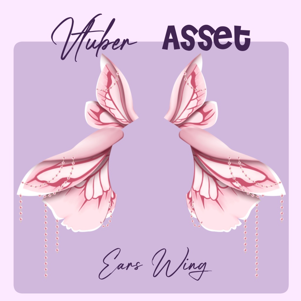 VTuber Asset / Pink Butterfly Wings / Vtube Studio / Ears / Cute / Butterfly Style
