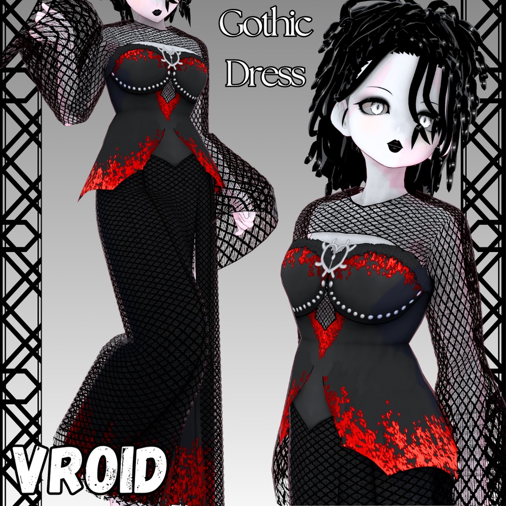 VROID Gothic Dress | Elegant Gothic Dress for Vroid Avatars