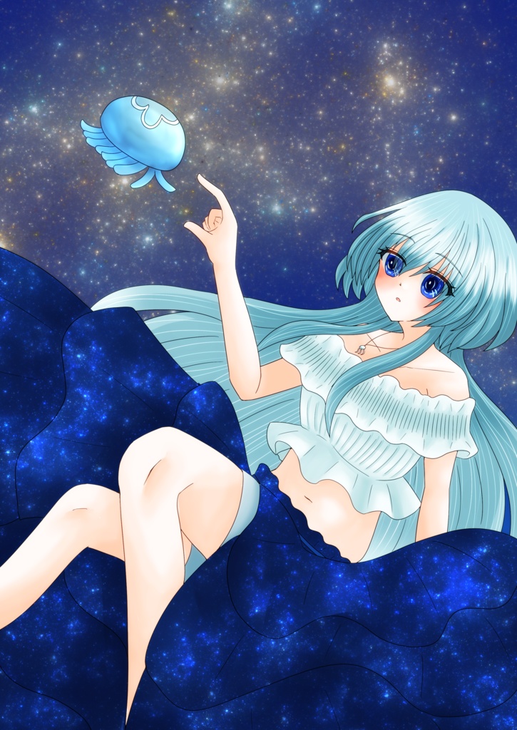 フレスコアートイラスト_星海を揺蕩う月