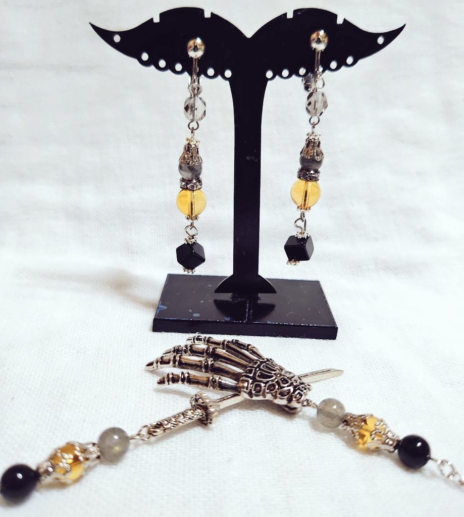 【受注生産】4wayイヤリング&ピアス【黒野生誕記念】