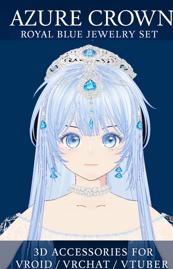 《Azure Crown | Royal Blue Jewelry Set》3D Accessories for Vroid