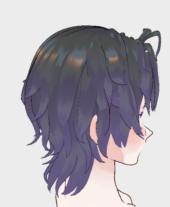 Black Side-Parted Wolf Cut