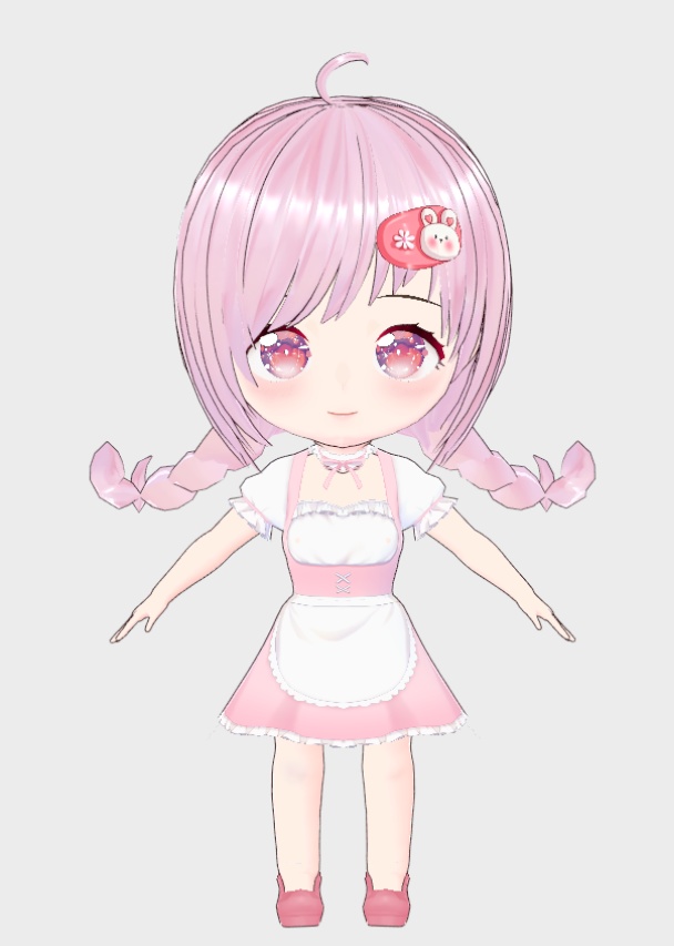 🍓 Sweet Pink Bunny Maid – VROID Model (SD Style)