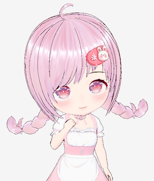 🍓 Sweet Pink Bunny Maid – VROID Model (SD Style)