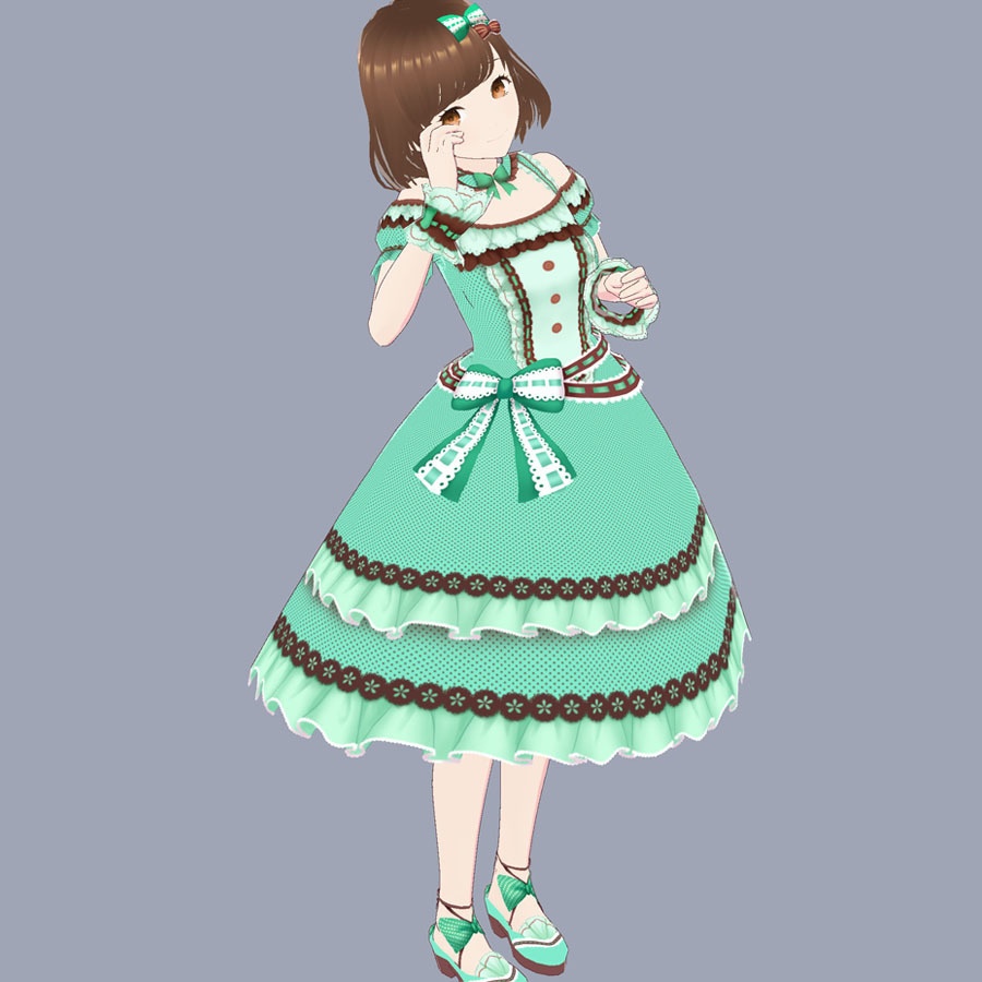 【#Vroid】チョコレート&カラーワンピース #クラウンドール
