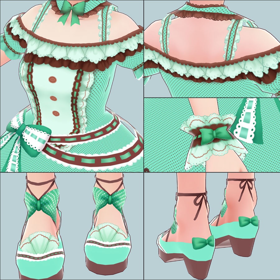 【#Vroid】チョコレート&カラーワンピース #クラウンドール