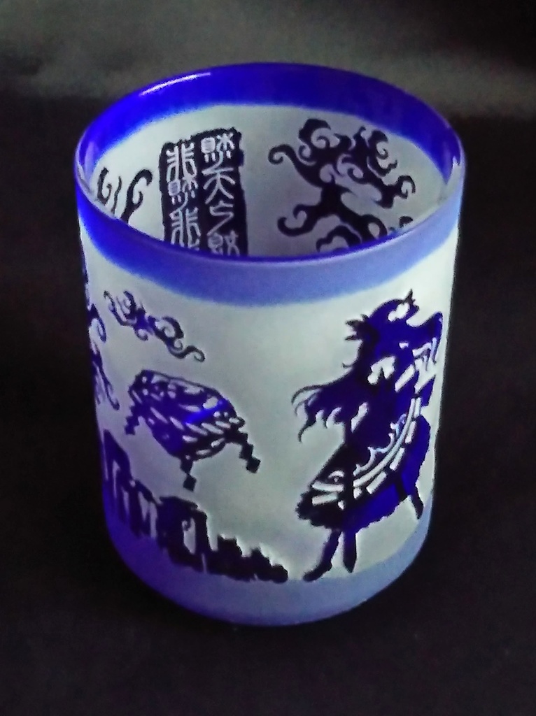 【東方】色被せ(いろきせ)一周彫りロックグラス