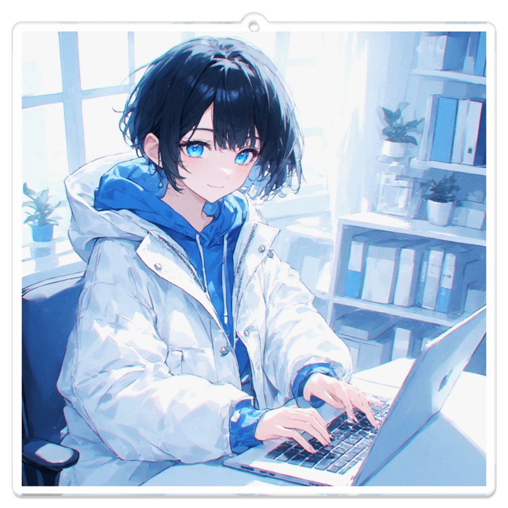 冬の光の中で働く青い瞳の少女 / アクリルキーホルダー
