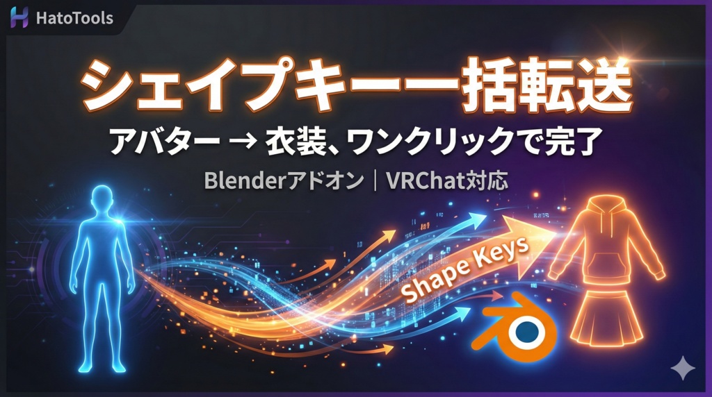 【Blenderアドオン】シェイプキー一括転送ツール|衣装の体型対応を自動化|VRChat