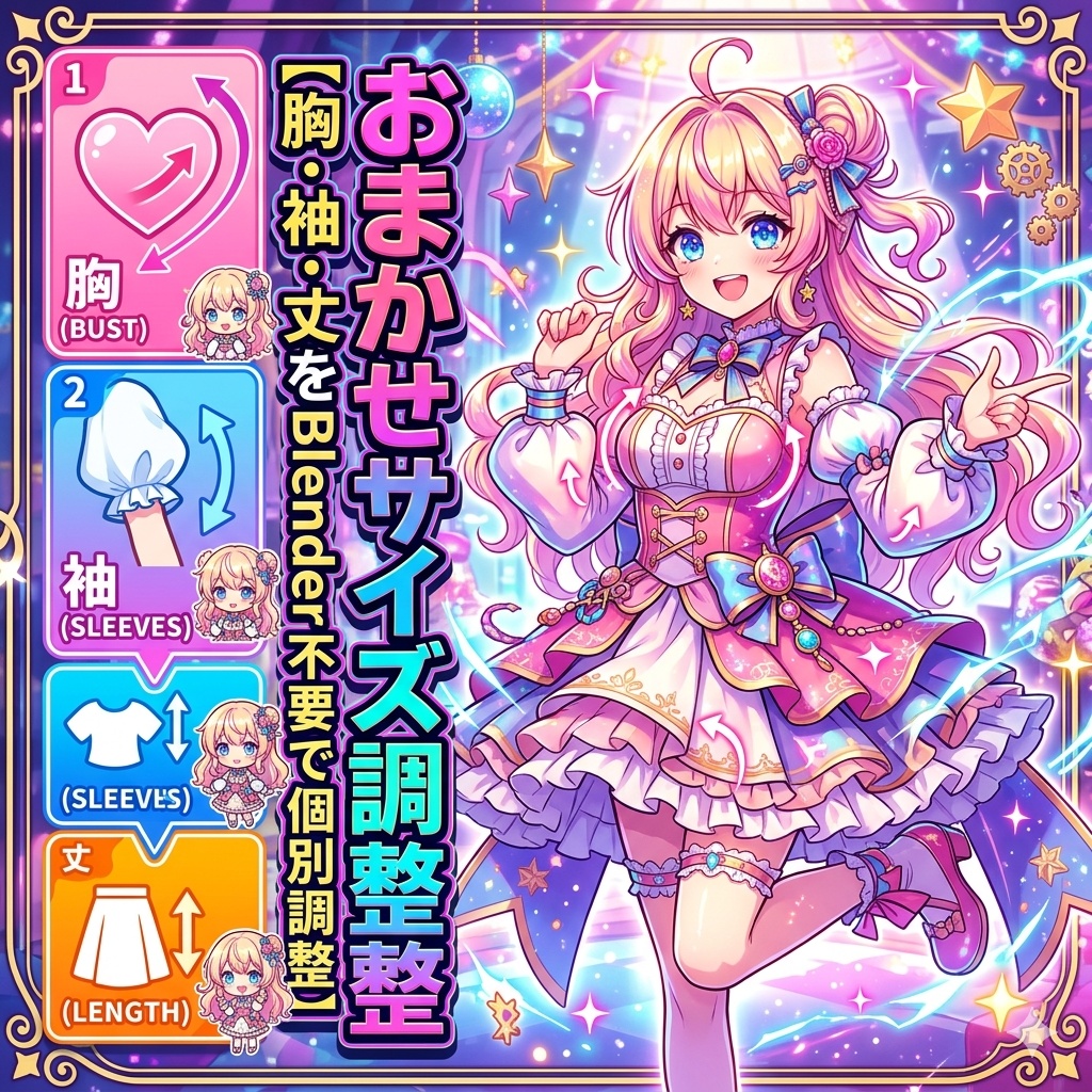 おまかせサイズ調整【胸・袖・丈をBlender不要で個別調整】