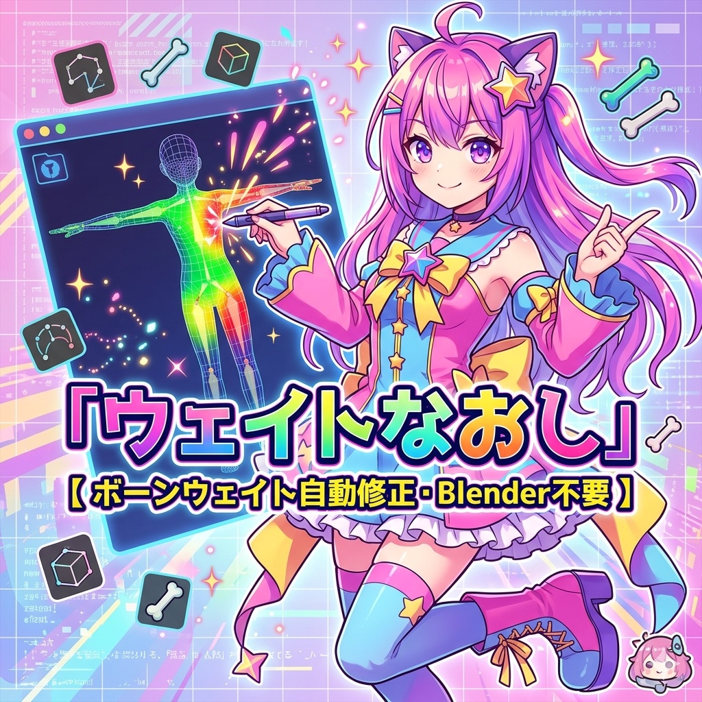 ウェイトなおし【ボーンウェイト自動修正・Blender不要】