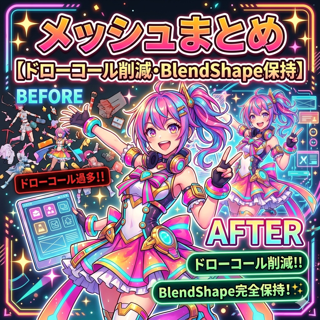 メッシュまとめ【ドローコール削減・BlendShape保持】