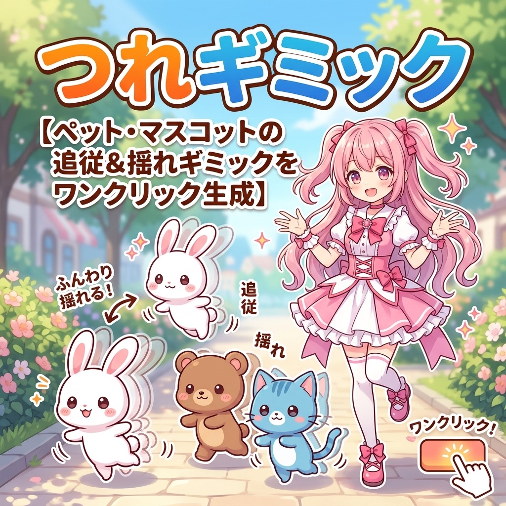つれギミック【ペット・マスコットの追従＆揺れギミックをワンクリック生成】