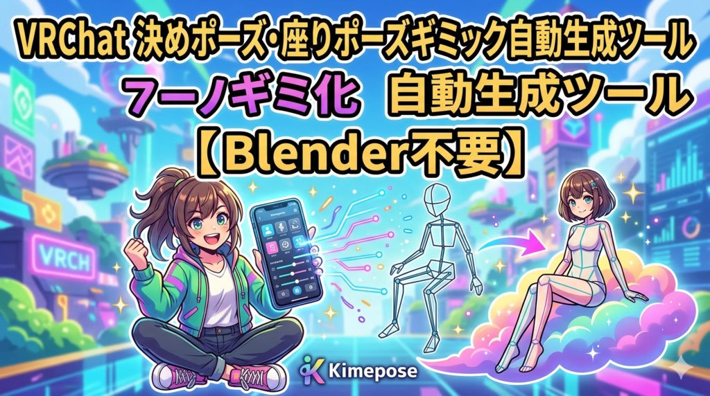  きめポーズ - VRChat決めポーズ・座りポーズギミック自動生成ツール【Blender不要】