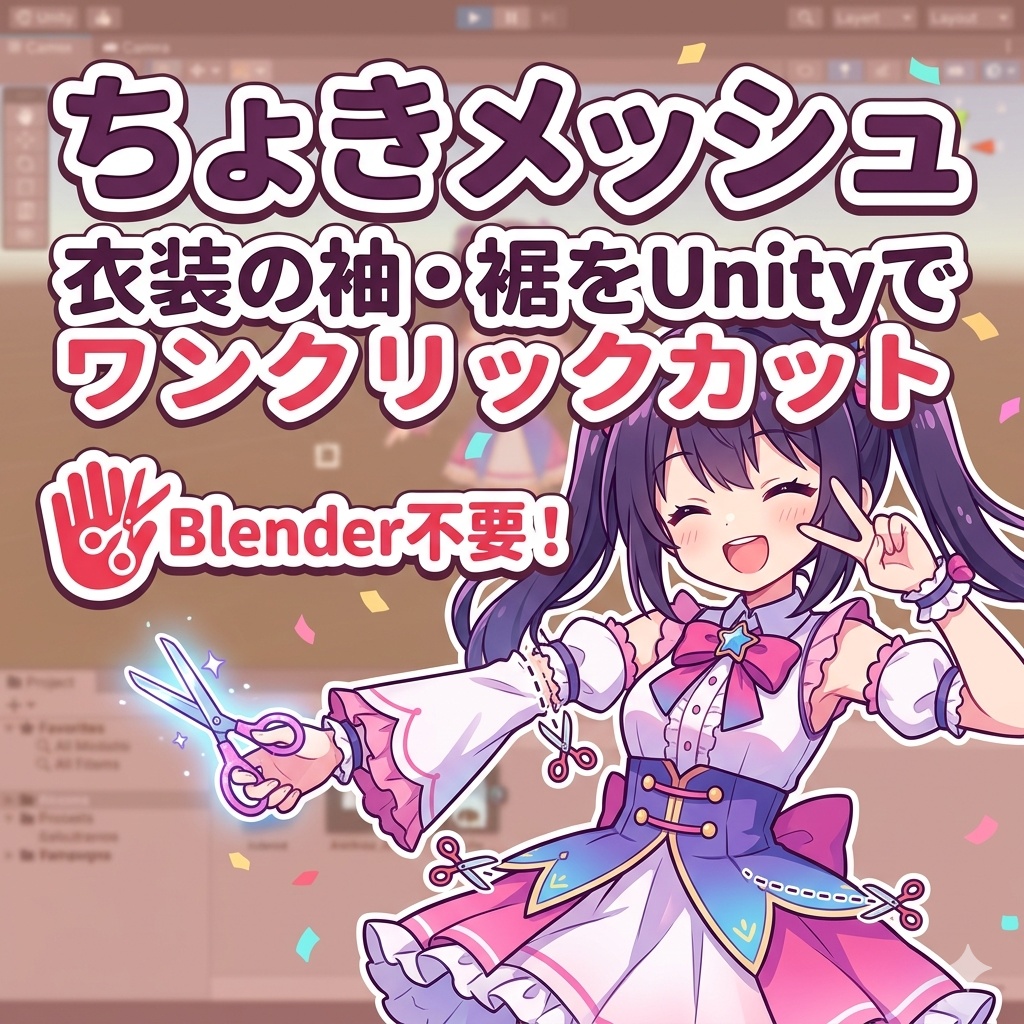 ちょきメッシュ - 衣装の袖・裾をUnityでワンクリックカット【Blender不要】