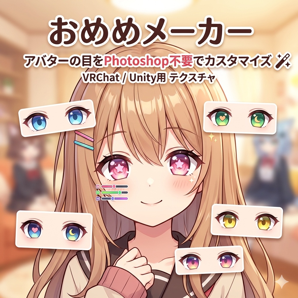 おめめメーカー - アバターの目をPhotoshop不要でカスタマイズ【VRChat Unity テクスチャ】