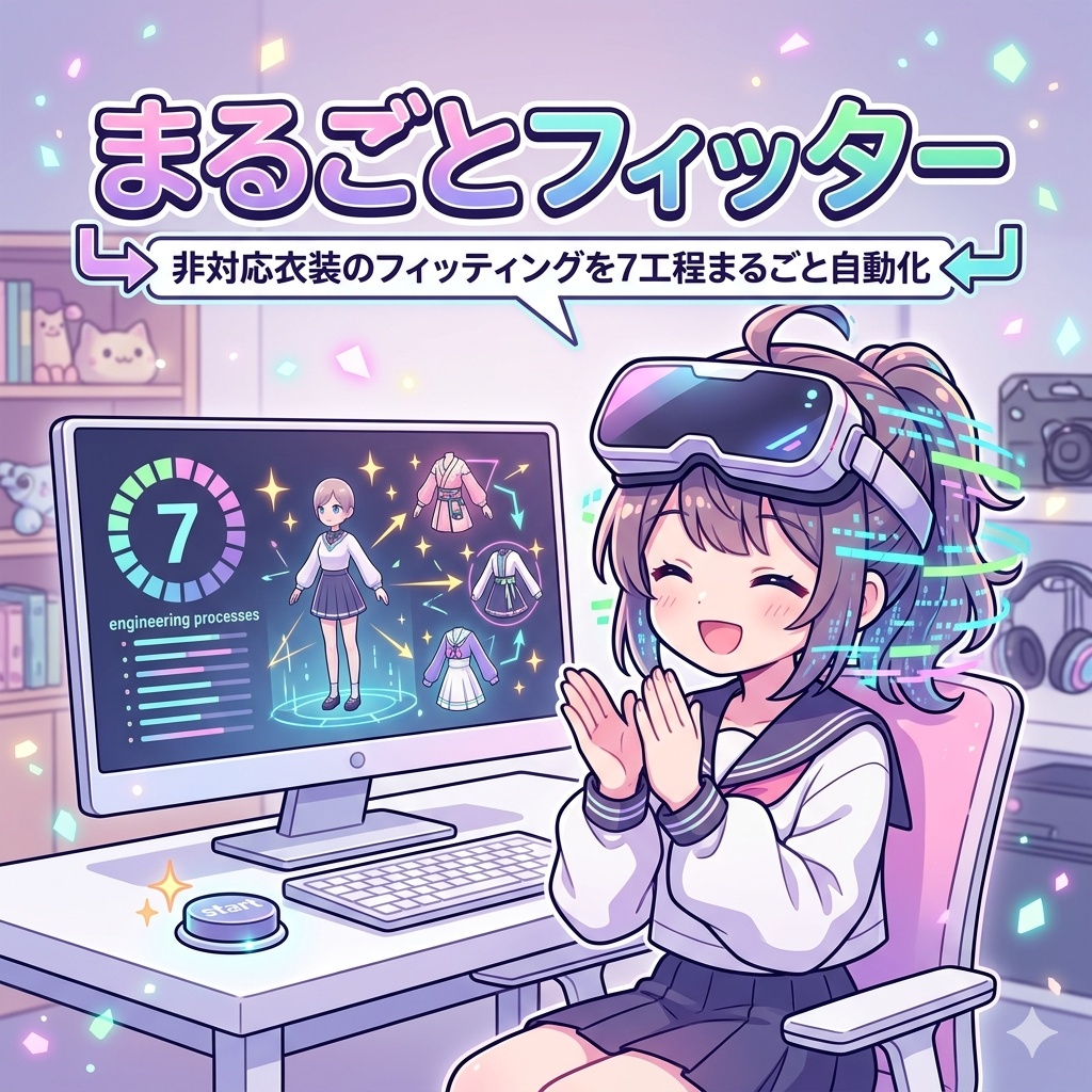 まるごとフィッター - 非対応衣装のフィッティングを7工程まるごと自動化【VRChat Unity Blender不要】