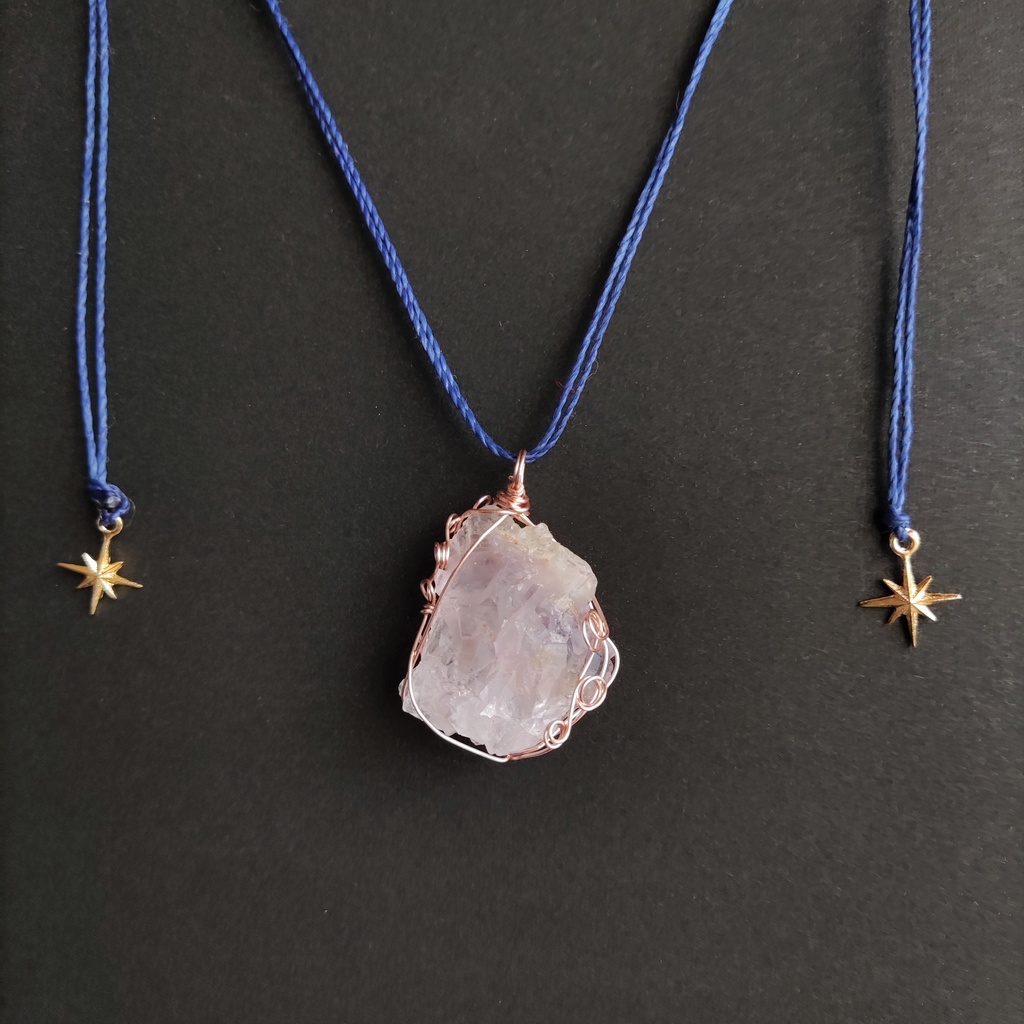 ピンクの鉱石と星のペンダント,p0012