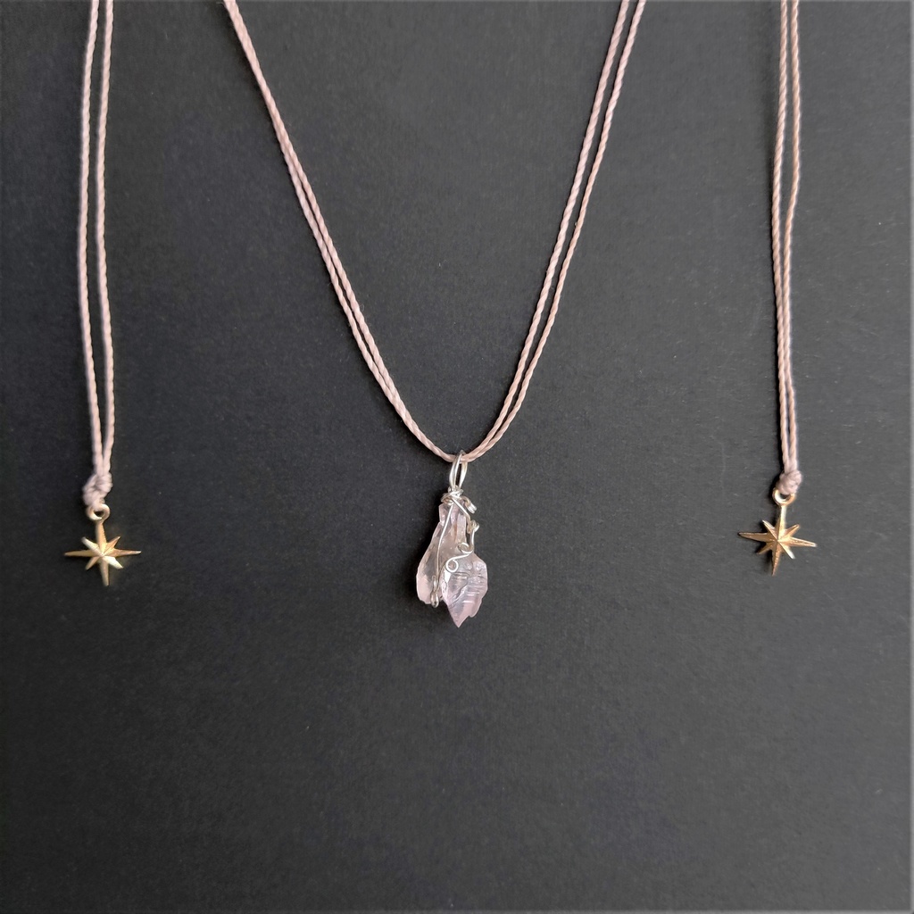 【売切】エレスチャルローズクォーツと星のペンダント,p0013
