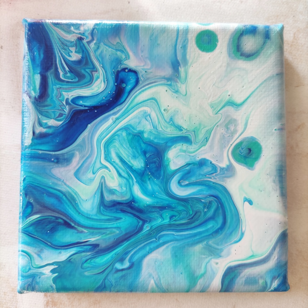 【水魔力の渦】ポーリングアート10×10×1.5cm送料込み