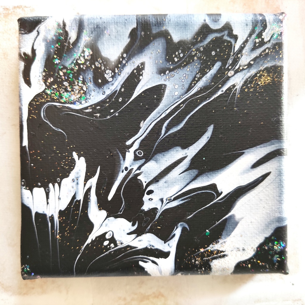 【闇と光】ポーリングアート作品10×10×1.5cm送料込み