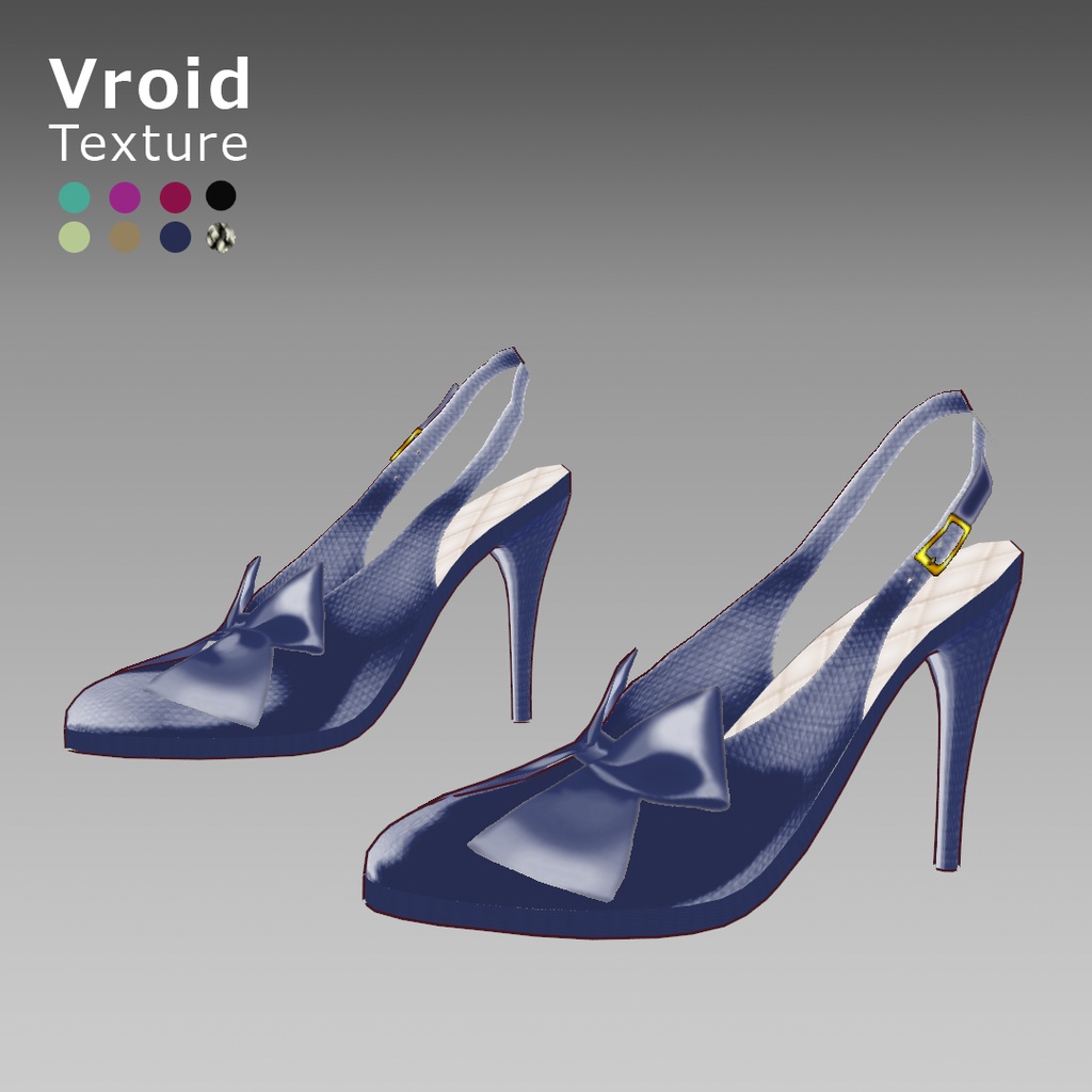 VRoidOutfit バックストラップ ポインテッド リボン パンプス