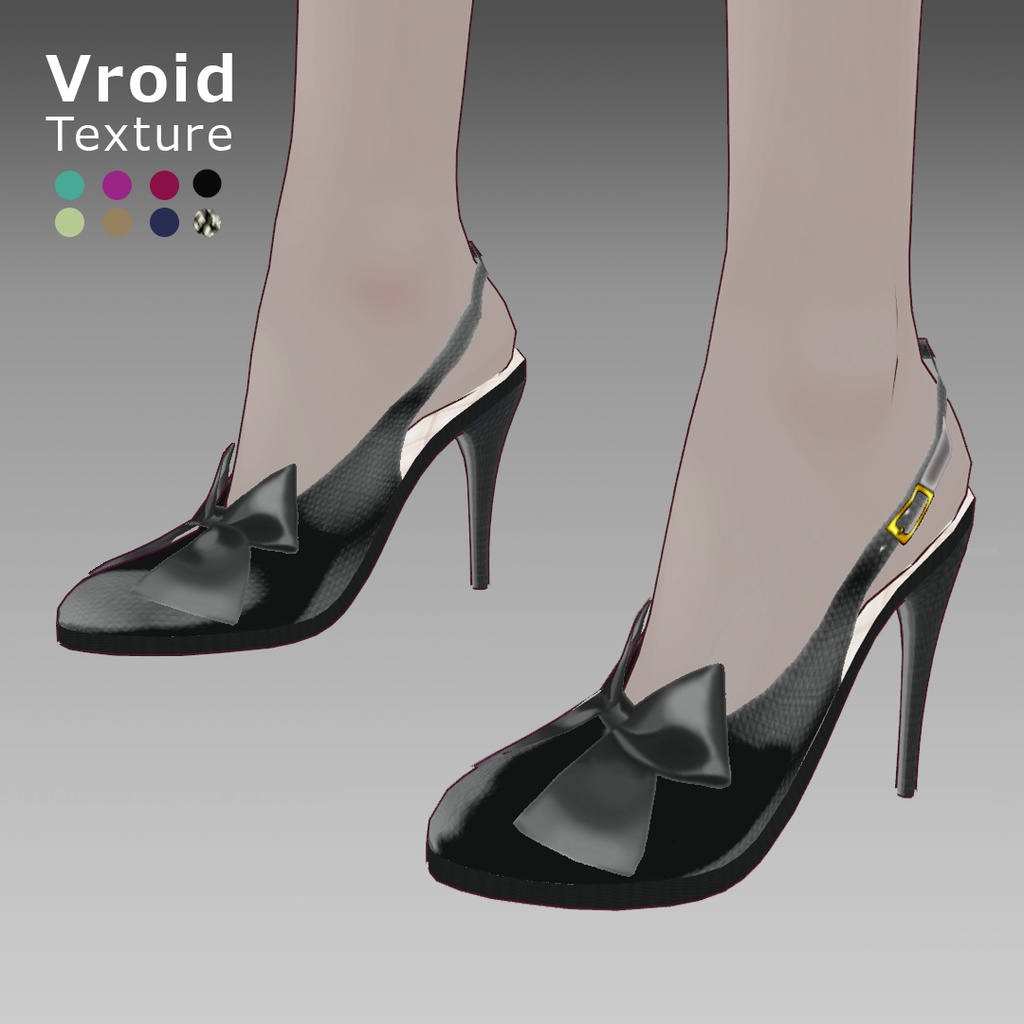 VRoidOutfit バックストラップ ポインテッド リボン パンプス