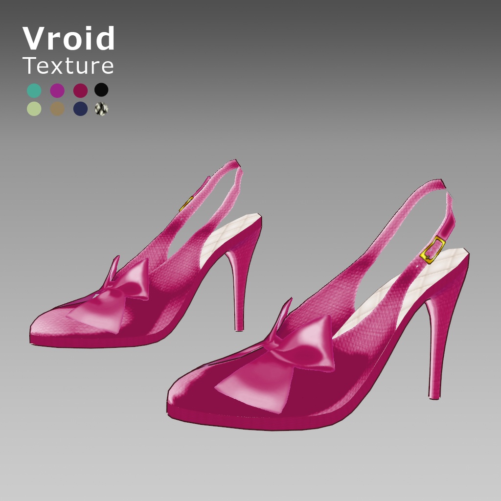 VRoidOutfit バックストラップ ポインテッド リボン パンプス