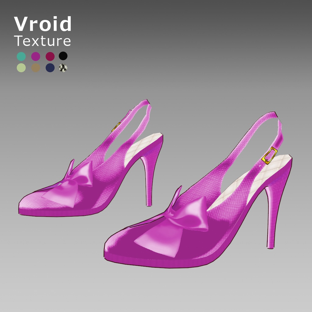 VRoidOutfit バックストラップ ポインテッド リボン パンプス