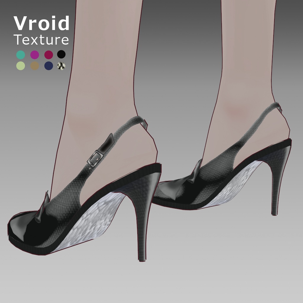 VRoidOutfit バックストラップ ポインテッド リボン パンプス