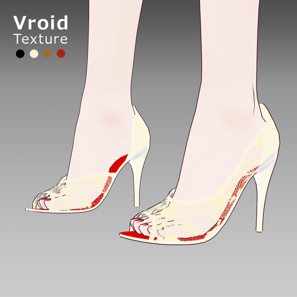 VRoidOutfit オープントゥ ピンヒール パンプス セット