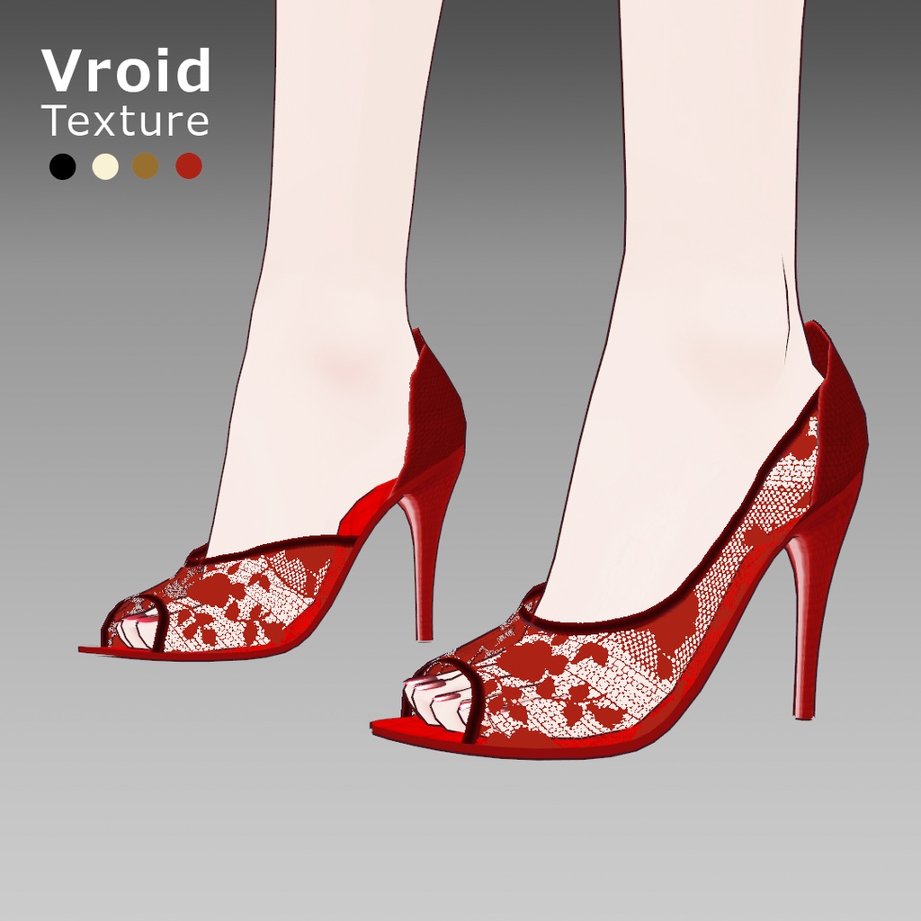 VRoidOutfit オープントゥ ピンヒール パンプス セット