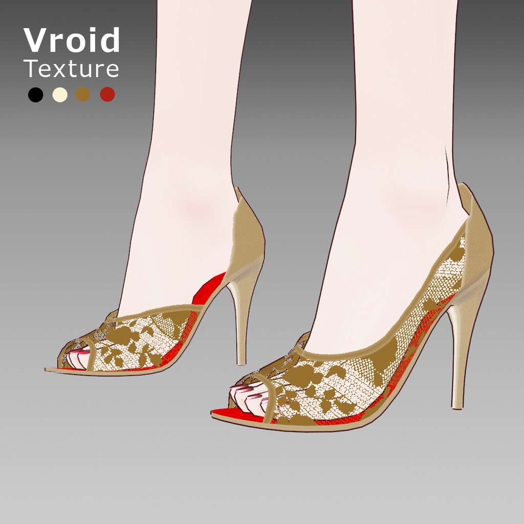 VRoidOutfit オープントゥ ピンヒール パンプス セット