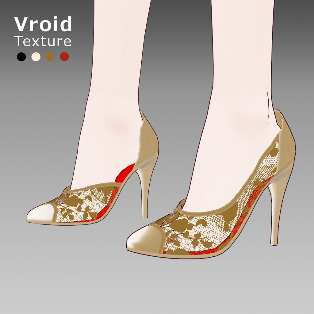 VRoidOutfit オープントゥ ピンヒール パンプス セット