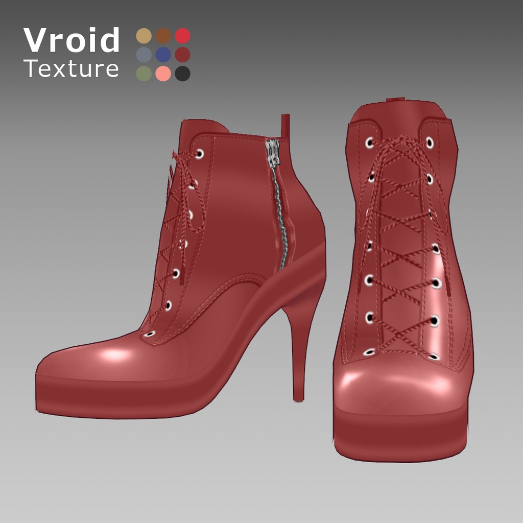 VRoidOutfit レース アップ ピンヒール ブーツ セット