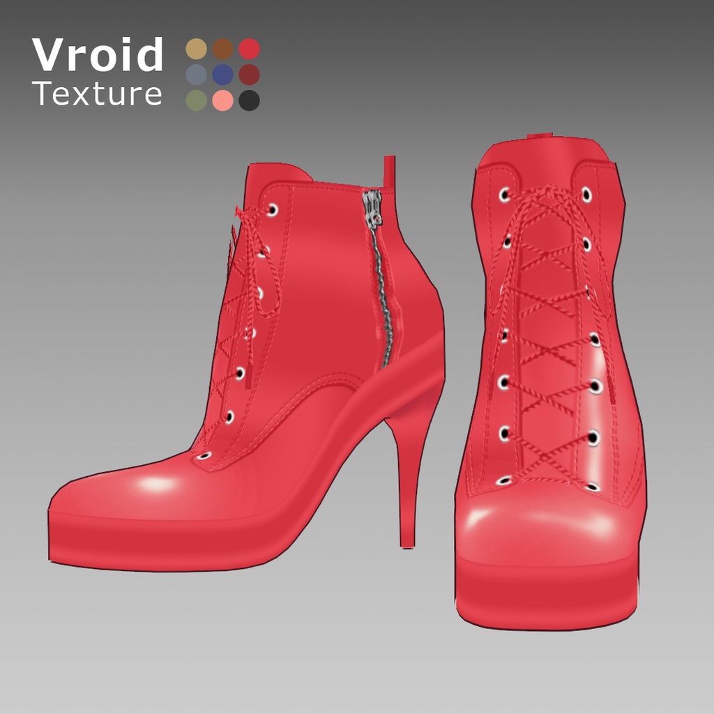 VRoidOutfit レース アップ ピンヒール ブーツ セット
