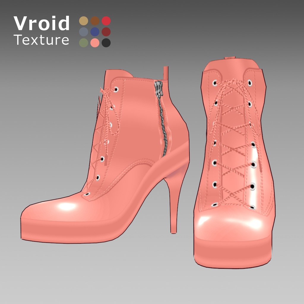 VRoidOutfit レース アップ ピンヒール ブーツ セット